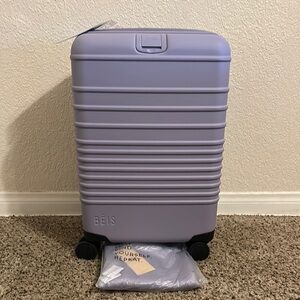Brand New BEIS Suitcase & Carry On Sized Luggage cover both in Lavender
